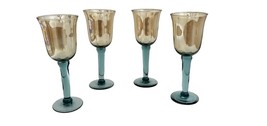 Vintage Blue &amp; Green Tinted Hand Blown Wine Glass - £33.60 GBP