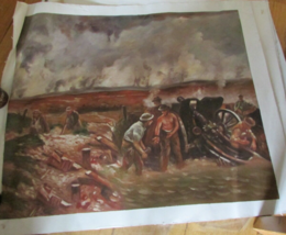 British WW1 Large Oil Painting Artillery - £62.46 GBP