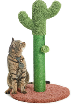 Professional title: &quot;25.6-Inch Cactus Cat Scratching Post with Dangling Ball - B - £25.19 GBP