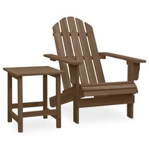Garden Adirondack Chair with Table Solid Fir Wood Brown - £48.04 GBP