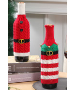 Racing Red Christmas Stripes Knitted Jingle Bell Wine Bottle Sleeve - $69.31 MXN
