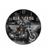 Elvis Presley wall clock round battery operated Motorcycle black - $557.81 MXN