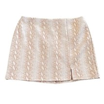 Honey Belle Tan Cream Snakeskin Print Stretch Mini Skirt Size Large - £18.11 GBP