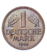 1966-F German 1 Mark Coin (BU Condition) Stuttgart Mint KM 110 - $70.49 CAD