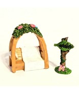 Forest Welcome Sign and Gazebo Bench for Fairy Gnome Garden Set of 2 Res... - £7.69 GBP