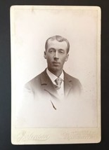 Antique Cabinet Card Photograph Young Man Chiseled Features Kansas City Johnson - £13.32 GBP