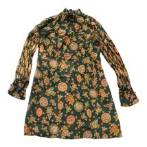 Fait à la Main Floral Vert Rétro 1960&#39;s Coton - $63.37