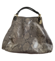 Coach Bag Large Snakeskin Madison Purse EMB Leather 16031 Gray/Brown - £71.93 GBP