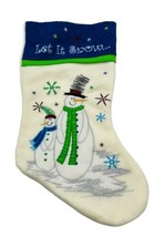Let It Snow Stocking Christmas Eve By Santas Best Snowmen Felt Embroidered - $20.56