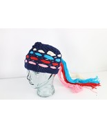 NOS Vintage 60s Streetwear Wool Crochet Fringed Beanie Hat Cap Womens OS... - £35.16 GBP