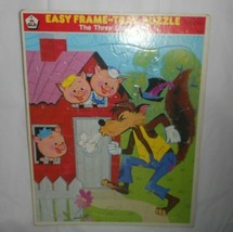 VINTAGE GLD 1973 EASY FRAME TRAY KIDS PUZZLE THREE LITTLE PIG 100% COMPL... - $14.25