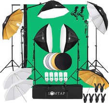 Lomtap Backdrop Stand Green Screen Photography Lighting Kit 3 Softboxes 5 Photo - £166.22 GBP