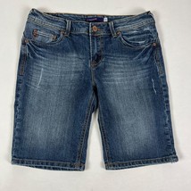 Vigoss Bermuda Womens Denim Shorts Junior Size 9 Blue Stretch Distressed - $23.74