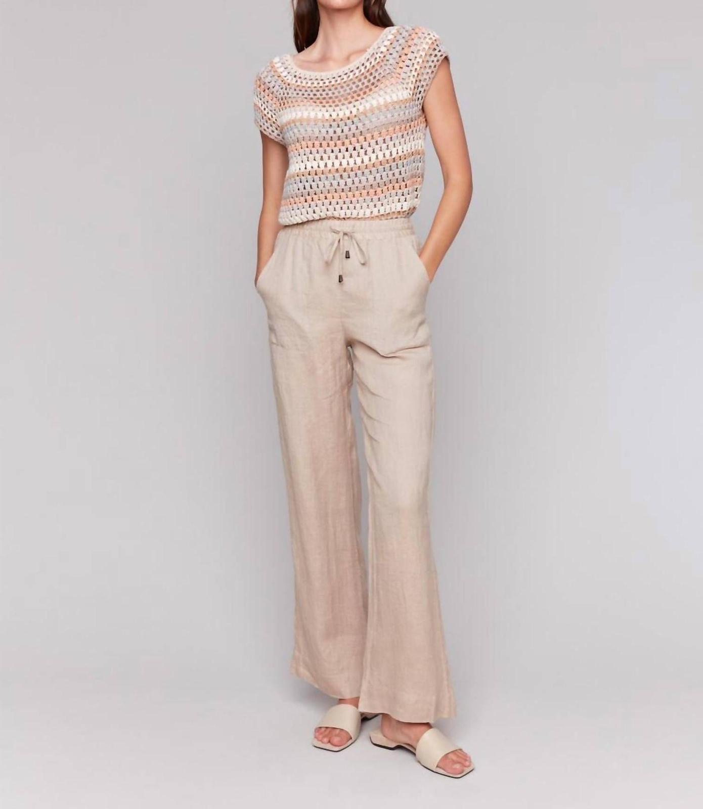Charlie B Women&#39;s Pull-On Linen Blend Wide Leg Pants Biscuit - $52.00