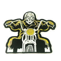 Skull Motor Rider Embroidered Iron On Patch Motorcycle Biker Jacket Vest 4 Inch - £16.66 GBP
