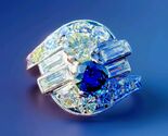 Original EARTH MINED DIAMOND SAPPHIRE Deco Engagement Ring Vintage REAL ... - $8,545.25