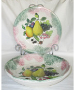 Ceramica Due Torri Bowl &amp; Plate Set Hand Painted Fruit Design Made in Italy - $29.69