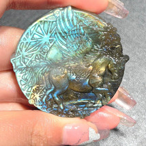 Natural Labradorite Original Crystal Carving Flying Horse Pendant - £27.14 GBP