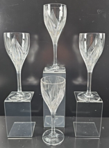 (4) Gorham Crystal Primrose Wine Glasses Set Vintage Clear Cut Etch Stem... - $46.40