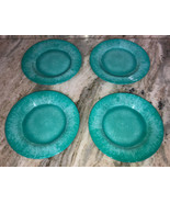 4 Pier 1 Turquoise 9” Melamine Crackle Appetizer/Snack Plates-Dishwasher... - £46.97 GBP
