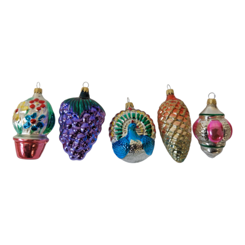 Lot of (5) Vintage KURT ADLER (Columbia) Blown Glass Christmas Ornaments - £23.98 GBP