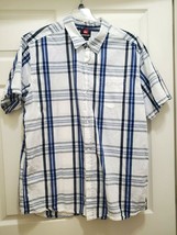 Quiksilver Mens XXL 2XL Button Up Shirt Short Sleeve Casual Regular Checkered - £20.88 GBP