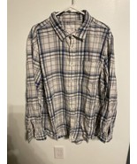 Mens American Eagle Long Sleeve Plaid Button Up Shirt Size XXL  White/Blue  - $16.68 CAD