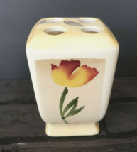 Freestanding Toothbrush Holder Hand Painted floral Ceramic Bathroom décor - $10.00