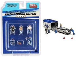 &quot;Auto Transporter Crew&quot; Diecast Set of 7 pieces (5 Figurines and 2 Warni... - $23.11