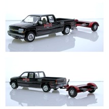 1:64 Diecast Model 2002 Chevy Silverado 1500 Truck &amp; Car Dolly Trailer Orange - £41.30 GBP