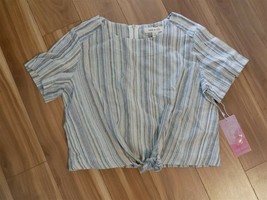 Fashion On Earth Short Sleeve Tied Striped Shirt Size Small Top $48 - NWT - £11.47 GBP