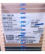 100Pcs MF0207FTE52-22K YAGEO Metal Film Axial Resistor 1% 22KOhm 0.6W - $6.79 CAD