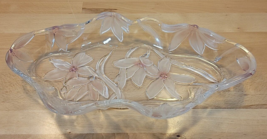 Vintage Mikasa Passion Flower Pink Crystal Oval Serving Platter Plate Tray 16” - £23.91 GBP