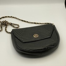 Gino Ferruzzi Quilted Black Leather Shoulder Bag Vintage - £31.44 GBP