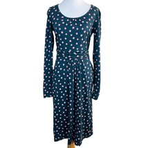 Boden Dress 4 Long Mabel Jersey Star Burst Teal Pink Long Sleeve Ruched Waist 4L - £31.68 GBP