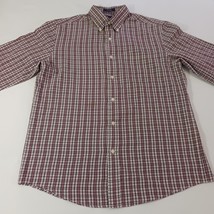 Saddlebred Button-Down Collar Men's Red & White Plaid Shirt Size Medium image 6