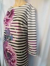 Beige by EC Black White Stripe Lavender Floral Side Print Social Dress Sz 10 NWT - £47.81 GBP