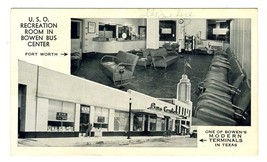 USO Recreation Room Bowen Bus Center Postcard Fort Worth 1943 National Trailways - $39.70