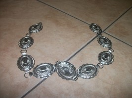 vintage womens belt silver metal chain link adjustable - £14.61 GBP