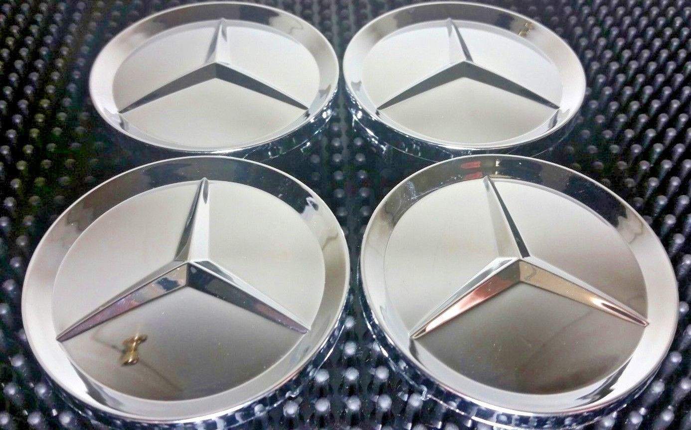 MERCEDES Benz Wheel Emblem Center Hub Caps Chrome Mirror 75mm /4 pcs. (BC75)