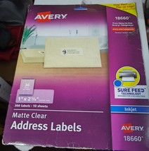 Avery Clear Easy Peel Mailing Labels Inkjet 1 x 2 5/8 300/Pack 18660 - £6.93 GBP