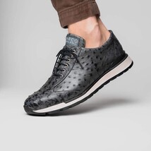 Genuine ostrich quill fashion sneaker Shoes Scanno Antique Gray image 7
