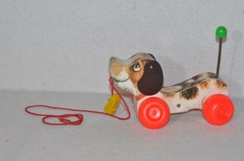 Vintage Fisher Price Little Snoopy Pull Along Dog Wood Shoe #693 - £7.91 GBP