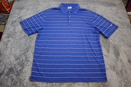 Nike Golf Polo Shirt Mens Large Dri Fit Casual Golf Golfing Rugby Striped Blue - £17.99 GBP