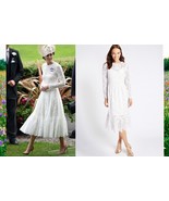 M&S NEW W. TAG  WHITE LACE MIDI KATE MIDDLETON STYLE DRESS US 10 or 14 - £233.77 GBP