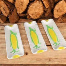 Corn Roller Plates Shatford Set Of 3 Vintage Corn Painted on White Made ... - £10.65 GBP