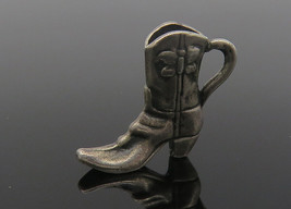 925 Sterling Silver - Vintage Petite Dark Tone Cowboy Boot Motif Pendant- PT9048 - £18.85 GBP