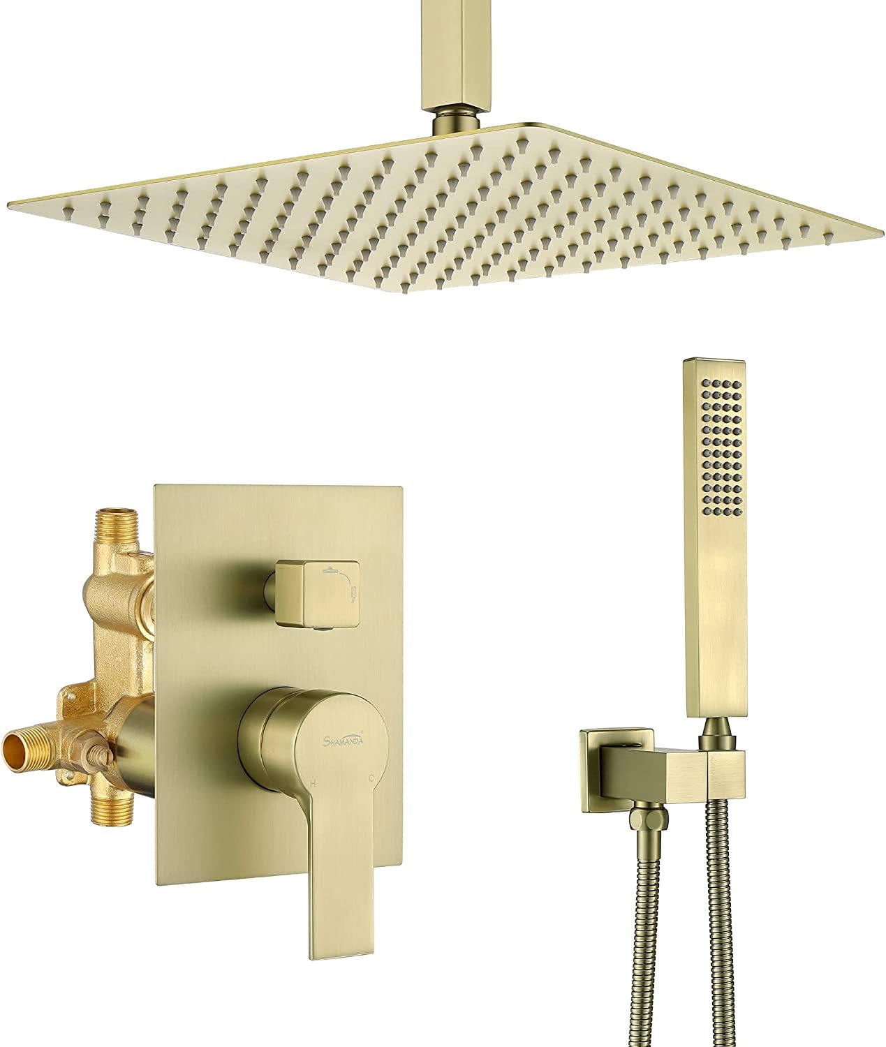 Primary image for Bathroom 12-Inch Luxury Rain Mixer Shower Combo Set Rainfall Shower Faucet, 3.
