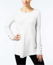 Alfani Womens Snap Detail Pullover Ribbed Off White Sweater Top XL - $25.00
