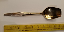 Salad Serving Spoon Vtg Carlyle Silver Golden Bouquet Gold Plate Minimal... - $19.99